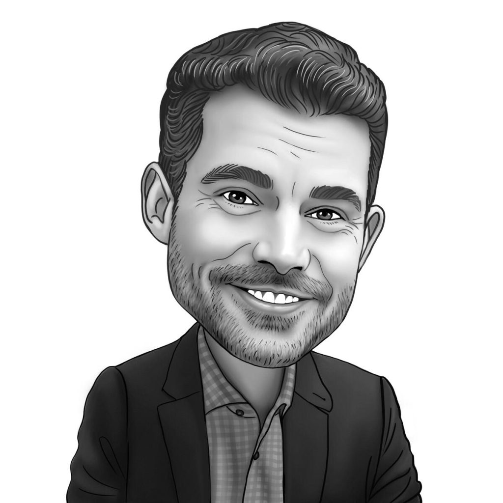 hombre de dibujos animados en blanco y negro 1200 x 1200